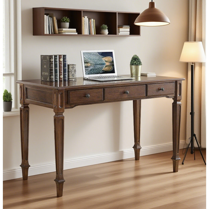 Bureau en bois massif American Retro: rangement et fonctionnalité classiques, H 30,71 po x l 47,24 po x P 23,62 po