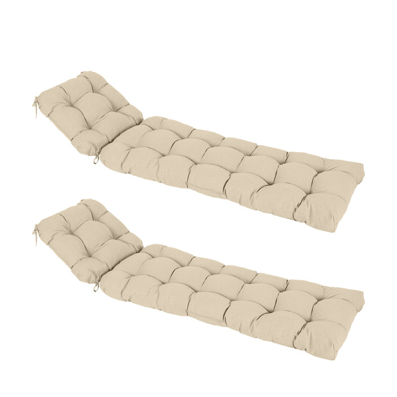 Outdoor Polyester Tufted Chaise Lounge Cushion, Khaki