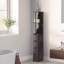 Armoire de rangement pour salle de bain de 54 po de hauteur, tour à linge autoportante avec tablette à 2 niveaux et tiroirs, rangement de plancher étroit