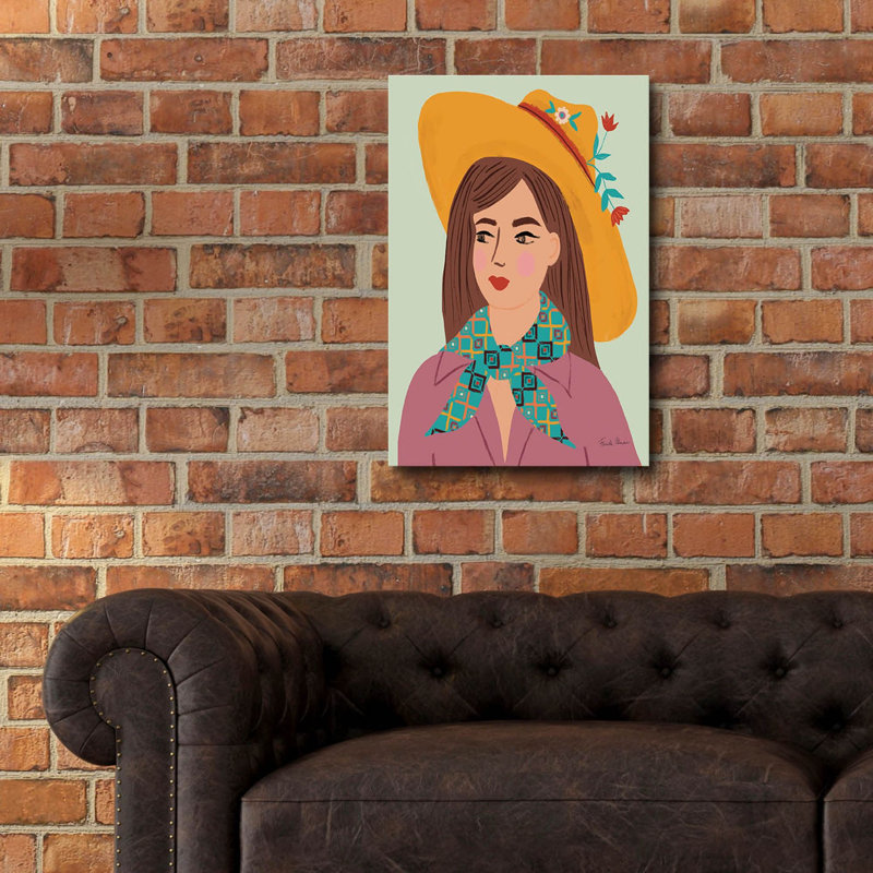 Art mural en verre épique «Cowgirl 2» par Farida Zaman, 16 po x 24 po, H 24 po x l 16 po