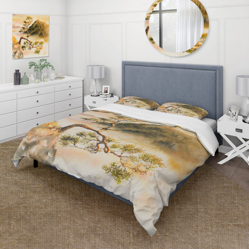 Ensemble de housse de couette traditionnel en polyester microfibre avec pin incurvé au sommet du sommet Sokolica