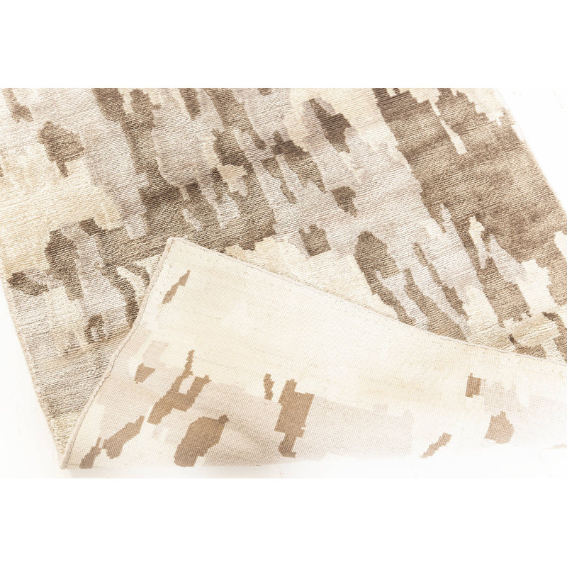 Modern One-of-a-Kind Runner 2'6" x 12'6" Hand Knotted Area Rug