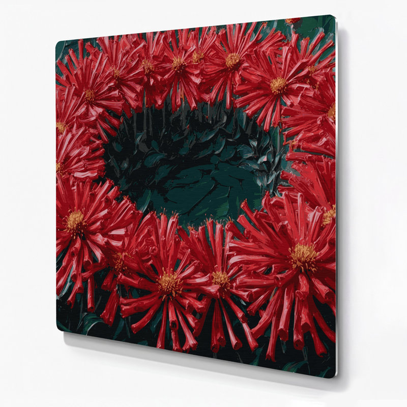 «Botanical Bee Balm», art mural en métal bleu, H 12 po x l 12 po