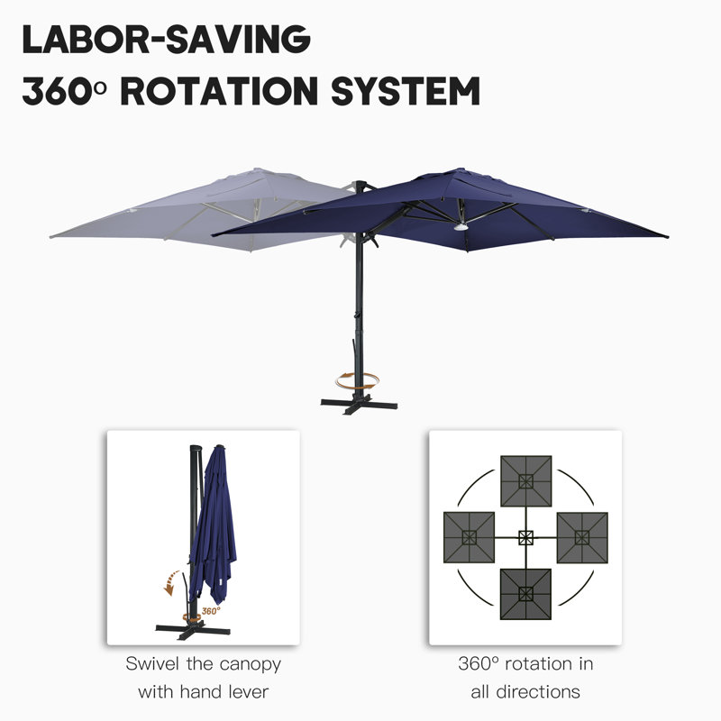 Soheir 157.48'' x 118.11'' Rectangular Lighted Cantilever Umbrella, Navy