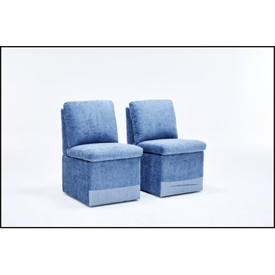Chaise de salle à manger rembourrée en lin avec roulettes et espace de rangement - ensemble de 2, parfaite pour une salle à manger moderne et confortable