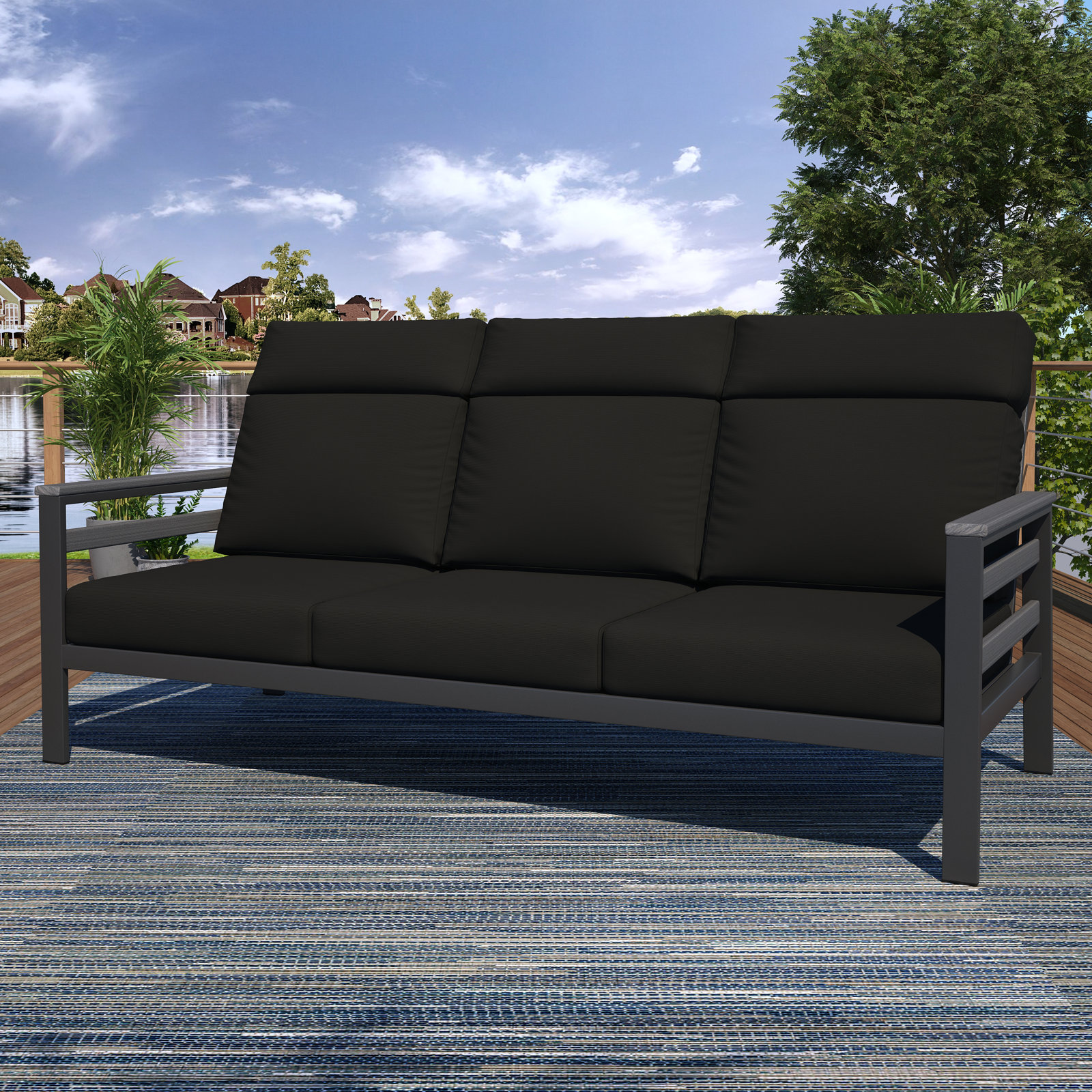 Townsend 80" Sunbrella® Patio Sofa, Canvas White, Gray