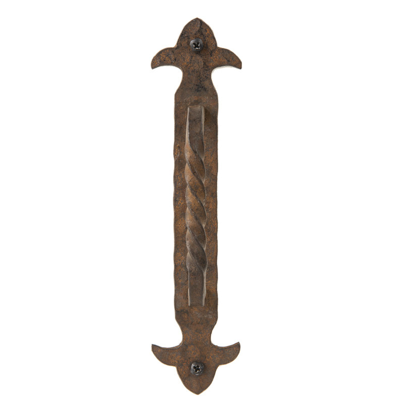 Hand-Forged Oxidized Wrought Iron Door Handle, 8"