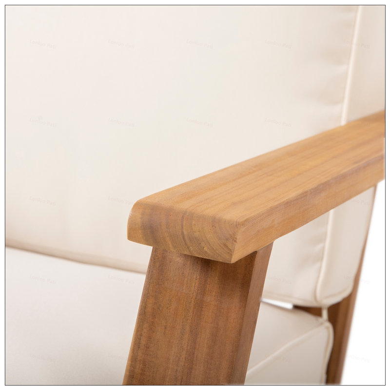 Modern Acacia Wood Adirondack Club Chair, Weather-Resistant And Stylish For Outdoor Comfort And Durability, Beige