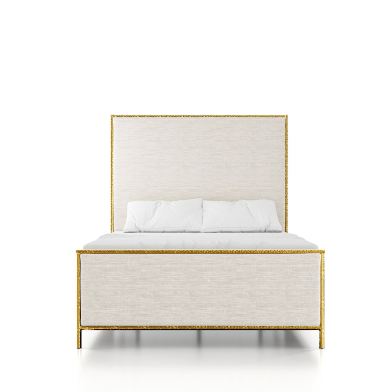 Lit plateforme tapissier Premier, Or/beige