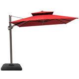 Sil 132'' x 108'' Rectangular Cantilever Umbrella with Crank Lift , Counter Weights Included