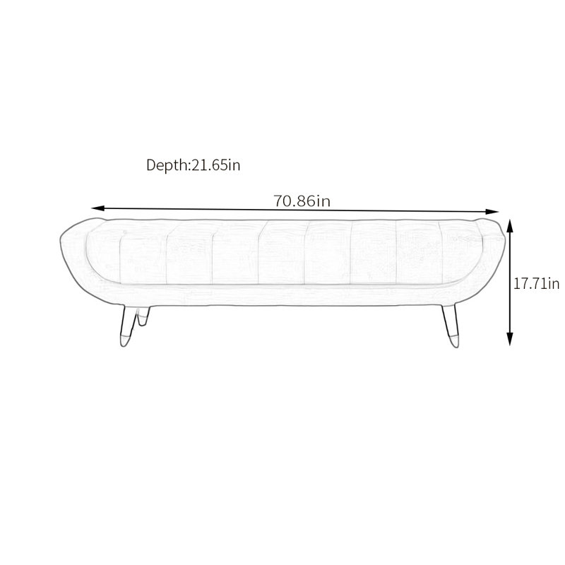 Tabouret léger et luxueux pour chaussures, H 17,71 po x l 70,86 po x P 21,65 po
