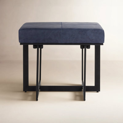 Calvin Genuine Leather Accent Stool