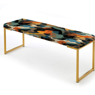 Abstract Upholstered Gold Bench