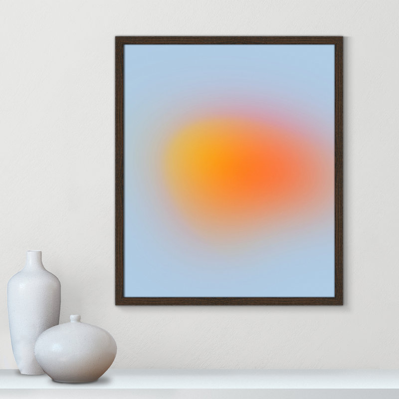 «Neon Orange Glow Print» par My Mind, H 25,5 po x l 21,5 po x P 1,25 po, Cadre en noyer mince sans cadre