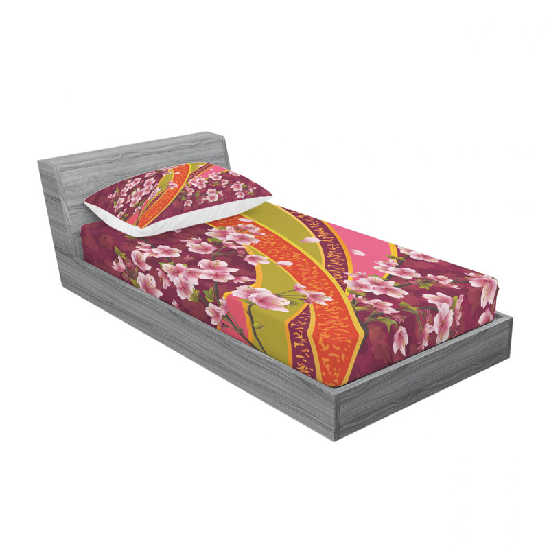 Ensemble de draps Sakura, Ensemble de draps pour lit simple avec drap-housse
