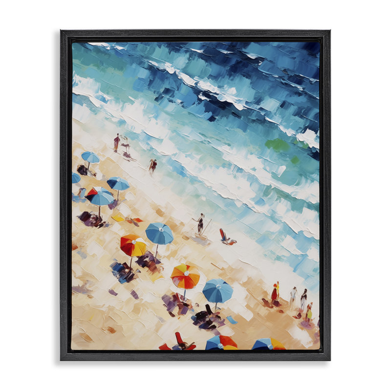  "Bold Beachgoers Hues", art mural encadré par Arlington Prints, H 21 po x l 17 po, Cadre flottant noir de jais
