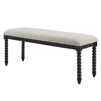 Eliyas 48" W Turned Leg Upholstered Bench