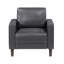 Fauteuil rembourré en similicuir de style moderne de style moderne gris foncé avec dossier confortable et dossier en bois massif 1pc-847342924