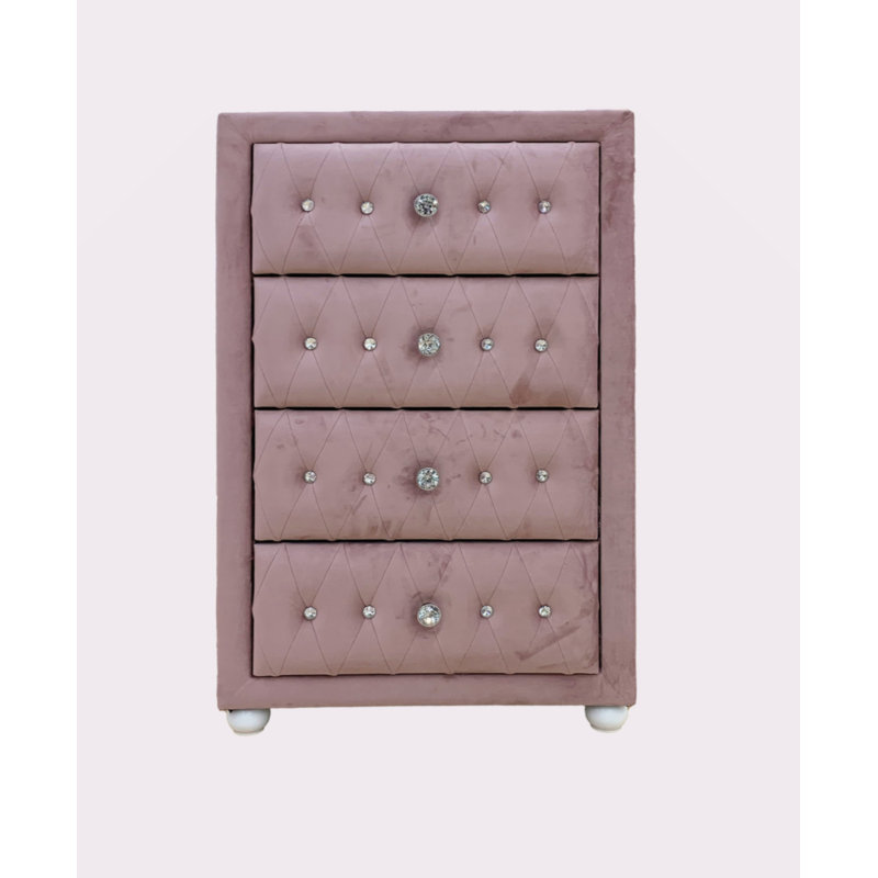 Commode rose en tissu