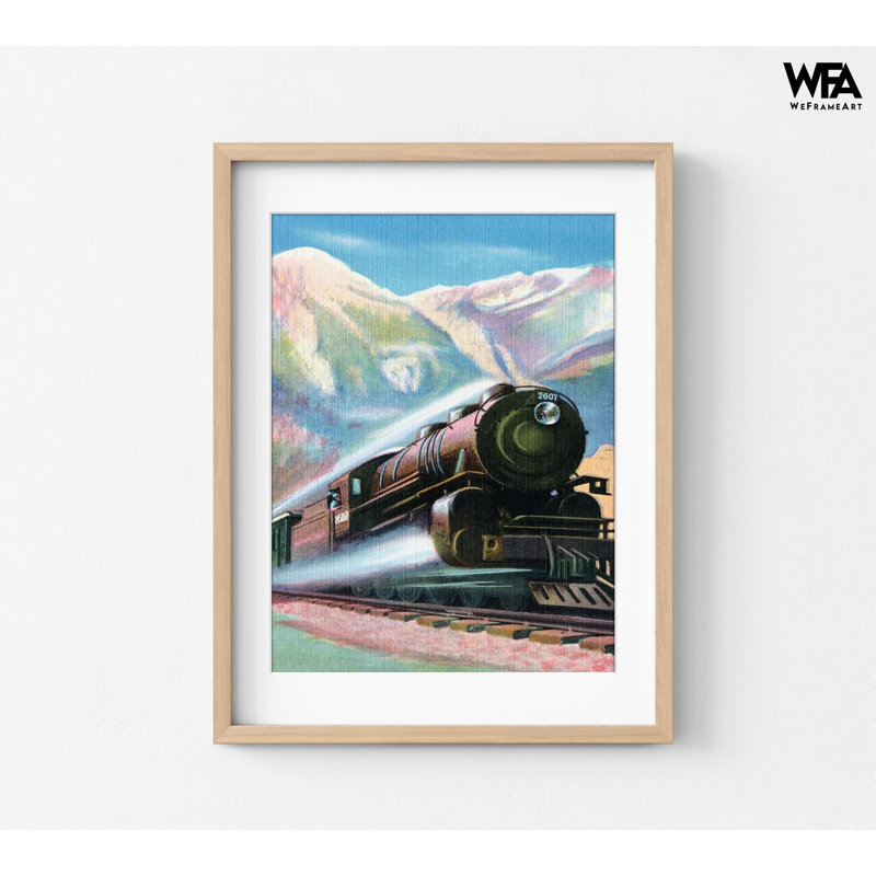 Affiche de la collection Kushmita Train, Tanné, H 18 po x l 24 po, Reproduction encadrée avec passe-partout blanc