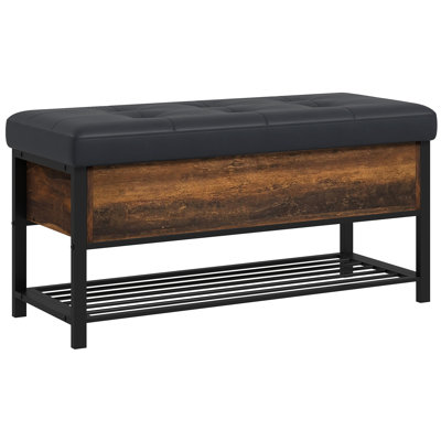 Banc de rangement rembourré en similicuir Eilley