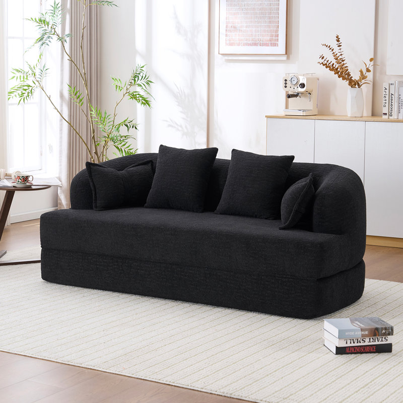 Le canapé-lit pliable 2-en-1 avec support sans ressort et mousse à haute densité se transforme sans effort de la place assise à la surface de couchage pleine grandeur pour les petits espaces.