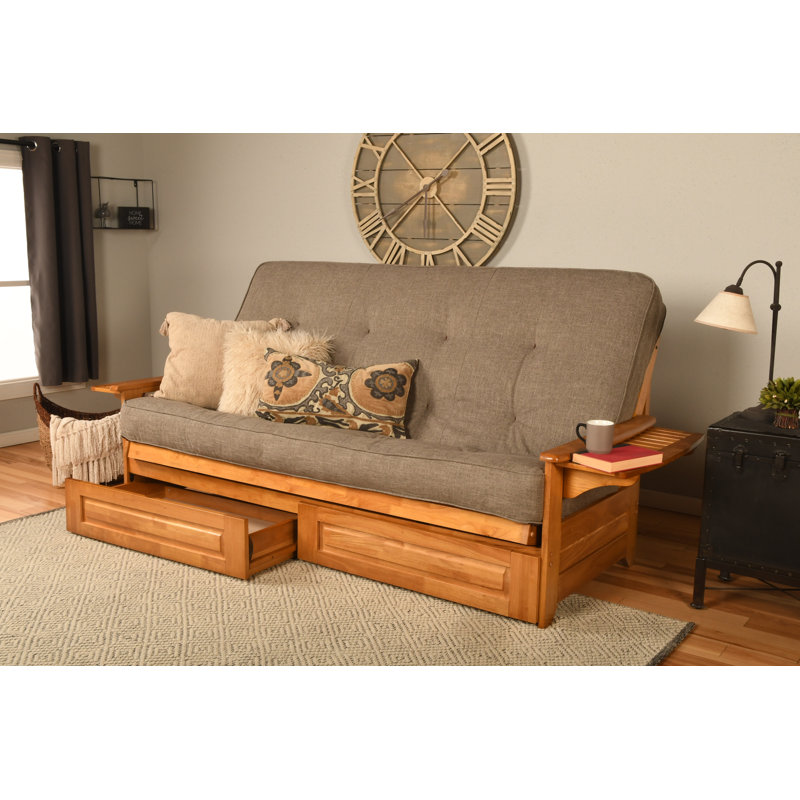 Futon avec rangement Stratford, Noyer cendré, Linen Stone