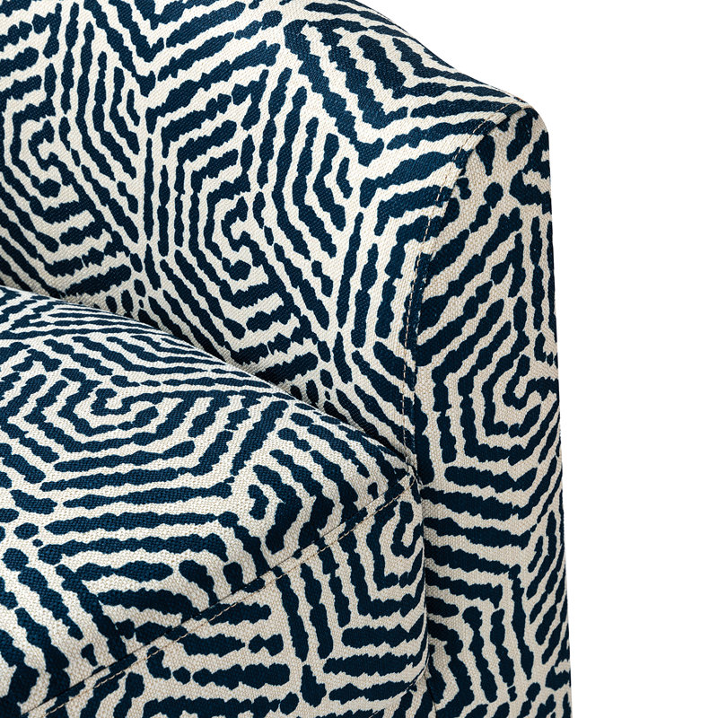 Amiir Upholstered Swivel Accent Chair, Blue Linen Blend