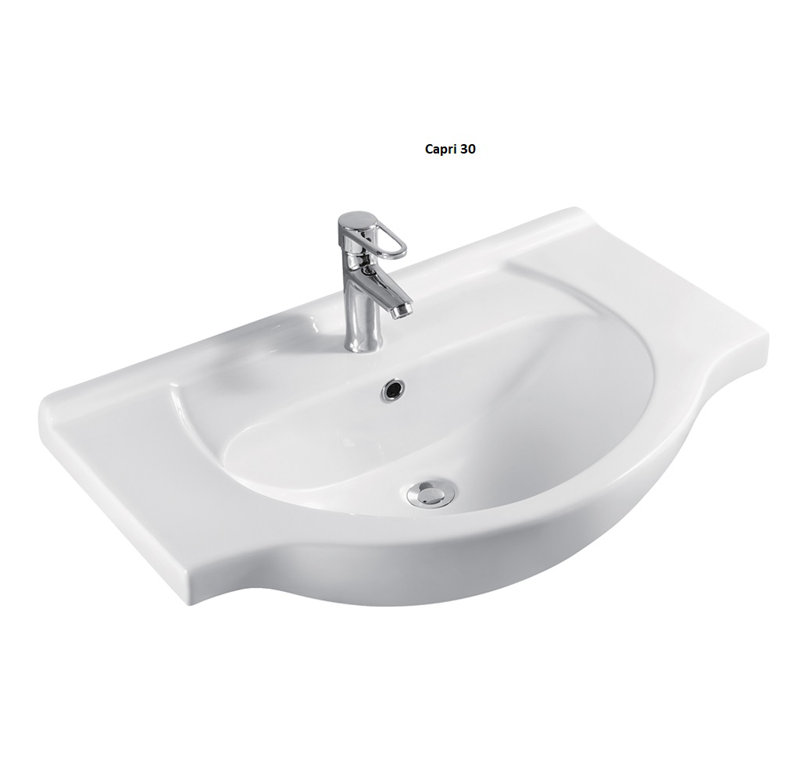 Simoneau Single Bathroom Vanity Top, 8" Hole, Capri White, 30"