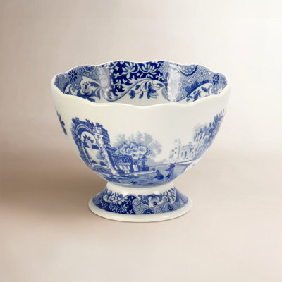 Blue Italian Footed Salad Bowl
