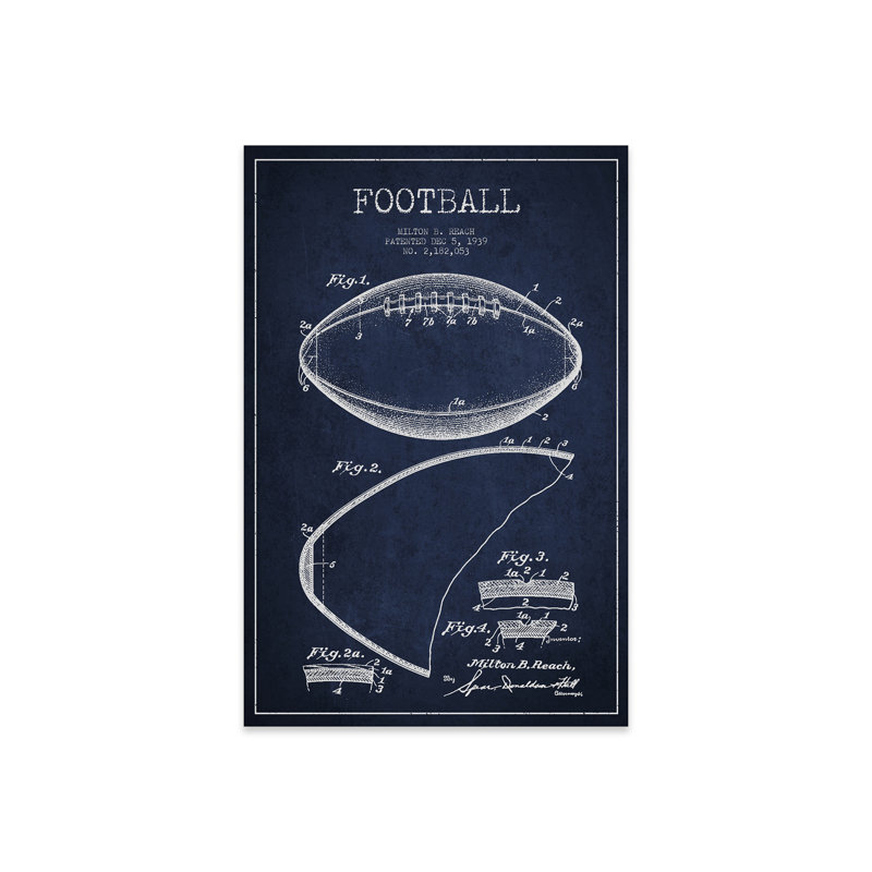«Football Charcoal Brevet Blueprint on plastique / acrylique» par Aged Pixel, peinture, Bleu marine