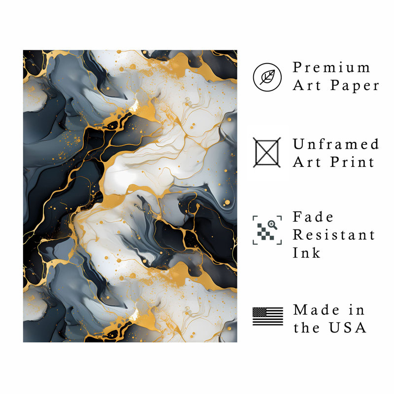 «Abstract Gold Brush Strokes IV», reproduction d'art moderne sans cadre, H 20 po x l 16 po
