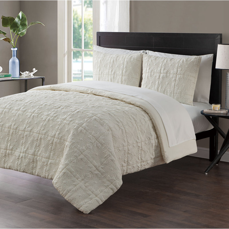 Modern & Contemporary Polyester Comforter, Full, Ivory