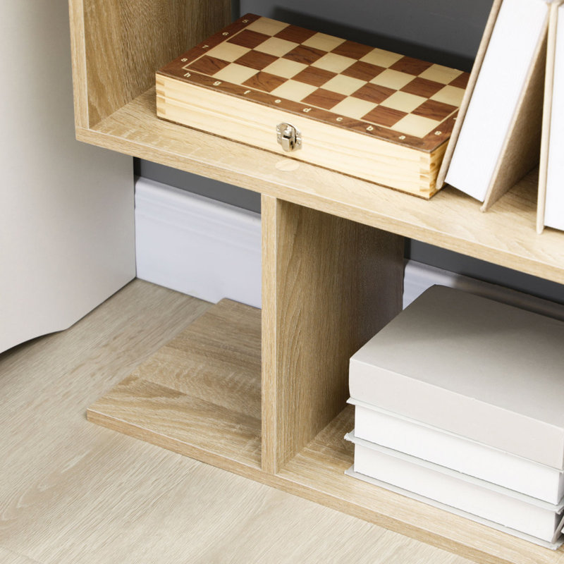 Organisateur de présentoir en bois 75,5 pouces à 6 tablettes en forme de S