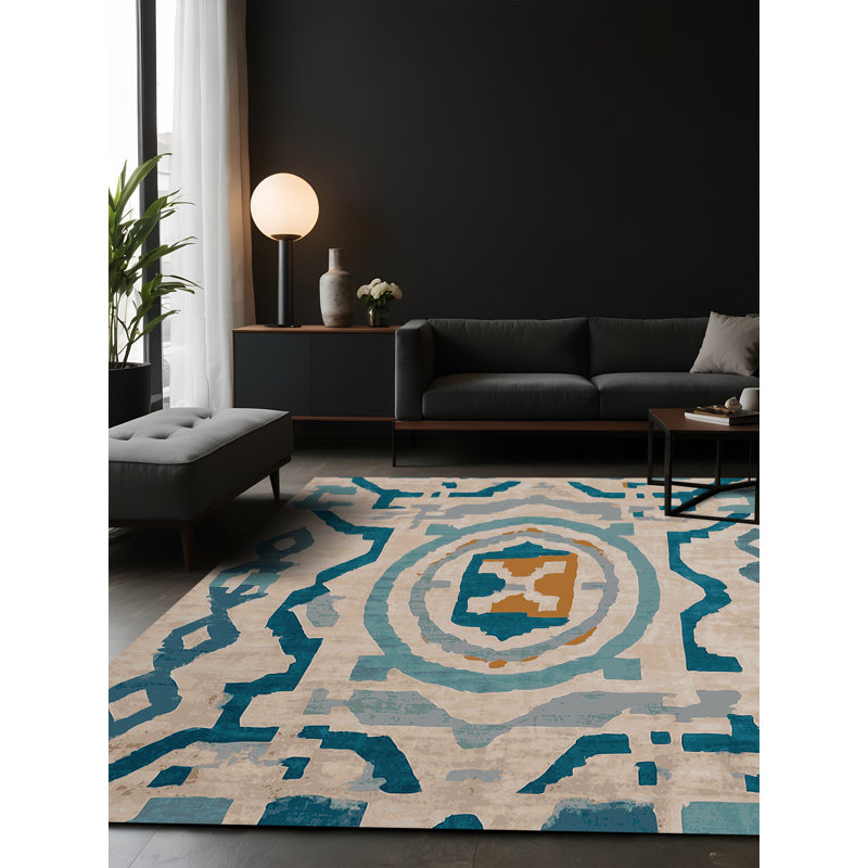 Tapis gris soyeux et moelleux, Carré 8 pi