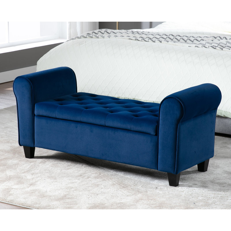 Anela Upholstered Storage Bench, Navy