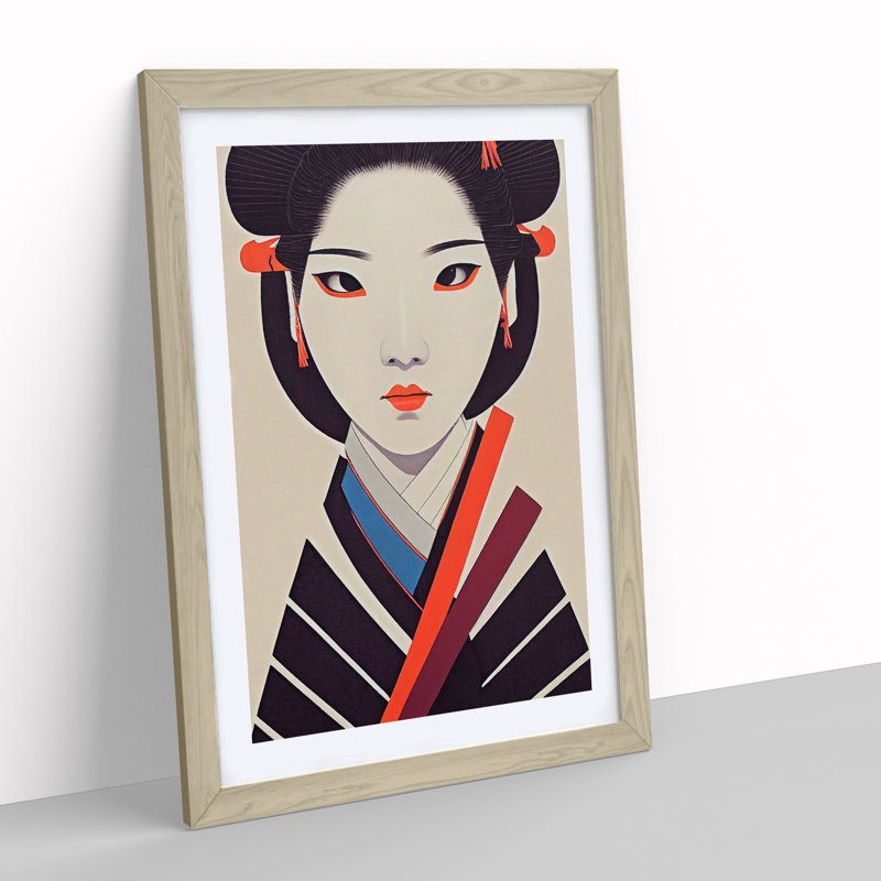 View Of A Geisha No.1 - Single Picture Frame Print, 46cm H x 34cm W x 2cm D, Oak Framed