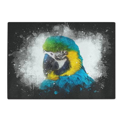 Tempered Glass Blue & Yellow Macaw Parrot Chopping Board