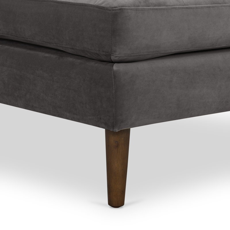  Velvet Upholstered Ottoman, Concrete