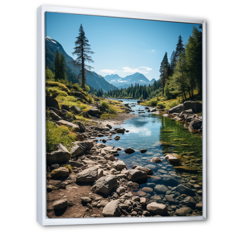 Behja Canada, paysage d'émeraude sauvage sur toile, H 44 po x l 34 po x P 1,5 po, Cadre flottant blanc