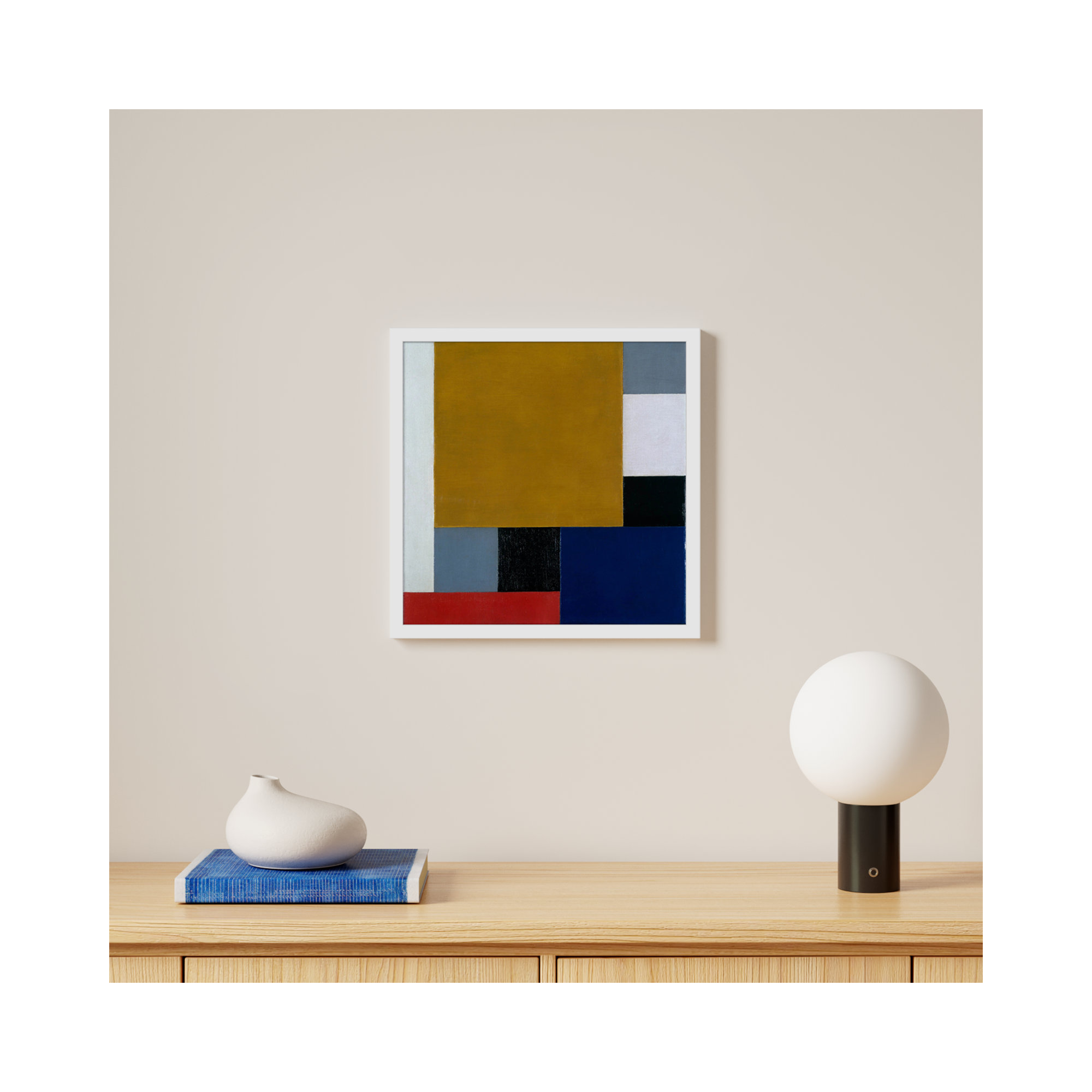 Composition 22 by Theo Van Doesburg, 17" H x 17" W, White Paper Framed
