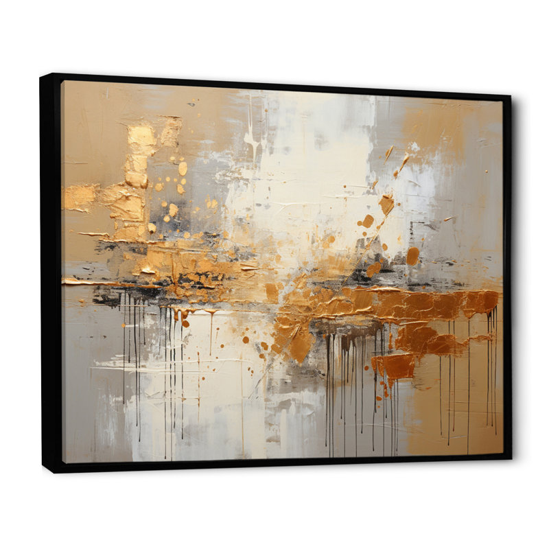 Isay Golden Gleam III - imprimé, Cadre flottant noir, H 12 po x l 20 po x P 1 po