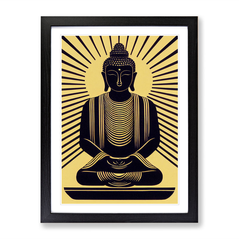XV1022-2634X Magnetic Buddha - Single Picture Frame Print, Black, 34cm H x 25cm W x 2cm D