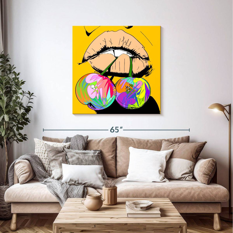 Yarlin Biting Cherries, 39" H x 39" W