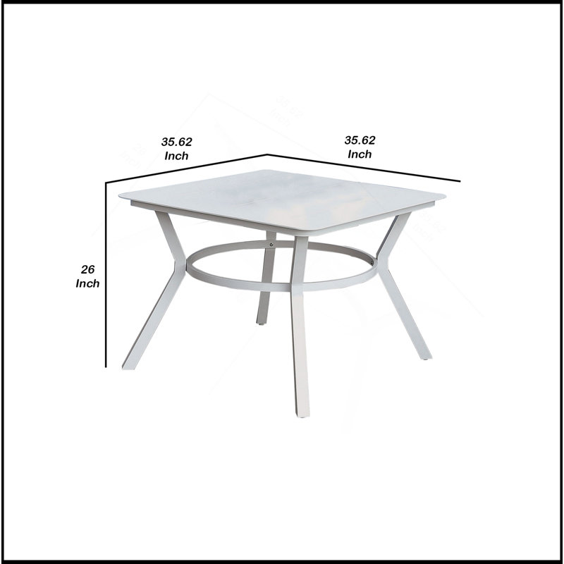 Table de patio en aluminium résistante aux intempéries avec pieds évasés, parfaite pour les espaces extérieurs et facile d'entretien