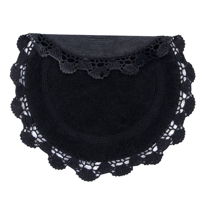 Wingert Cotton Non-Slip Bath Rug, 28" W x 28" L, Black