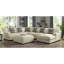 Chenille carrée contemporaine revêtue de beige avec couche de mousse à mémoire de forme et pieds fuselés en bois massif, largeur de 42 pouces de profondeur, 21 pouces de hauteur, configuration modulaire avec revêtement de style, couche supérieure, largeur