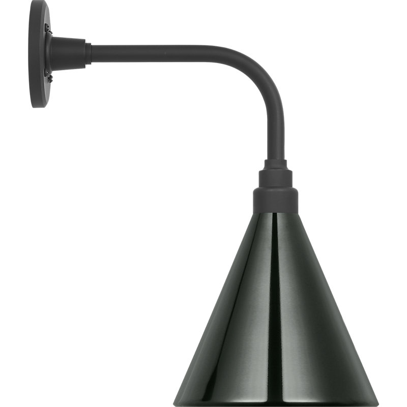 Thomas O'Brien 1 - Light Outdoor Barn Light, Matte Black, Green, 17.75" H x 9" W x 15" D