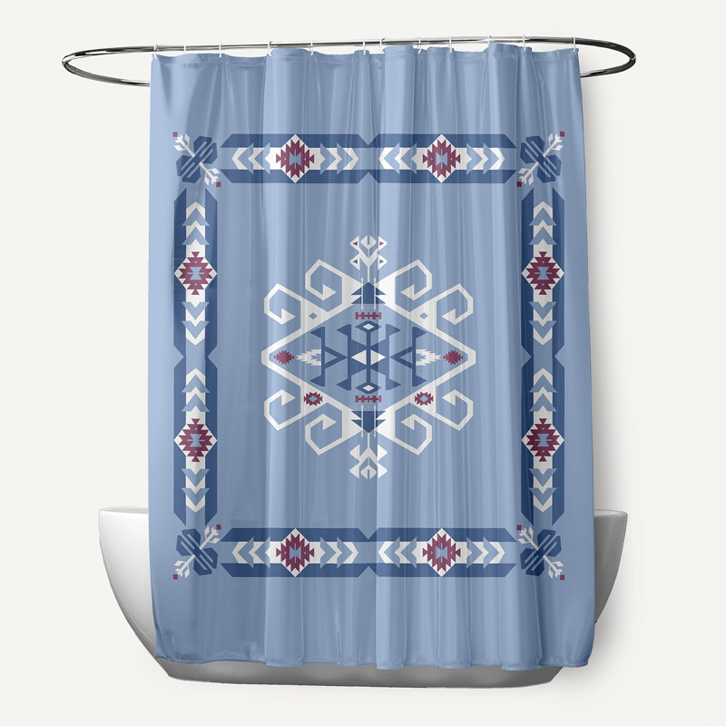 Alfreda Geometric Shower Curtain, Blue