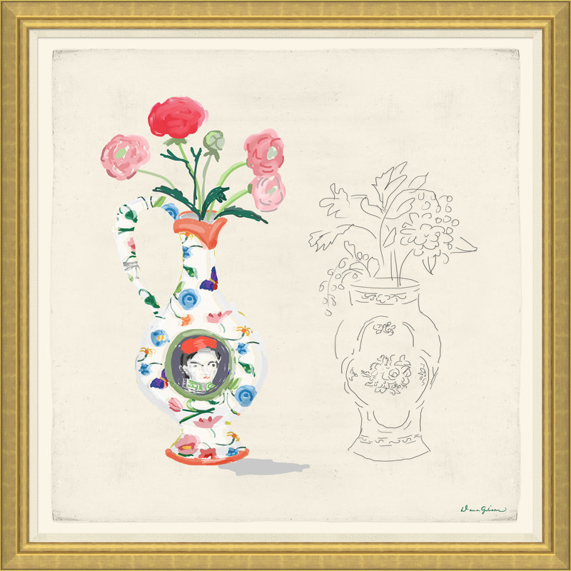 «Potter Vase Sketch» par Dana Gibson - peinture encadrée